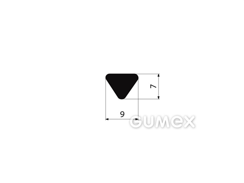 Gumový klínok do profilov do okien dopravných prostredkov, 7x9mm, 70°ShA, EPDM, -40°C/+100°C, čierny
